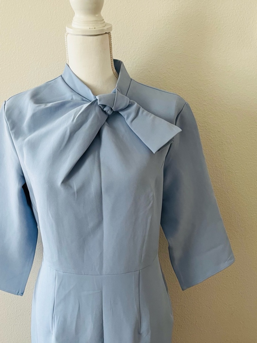 STYLEWE Pastel Blue Tie-Neck Midi Dress - Picture 2 of 10